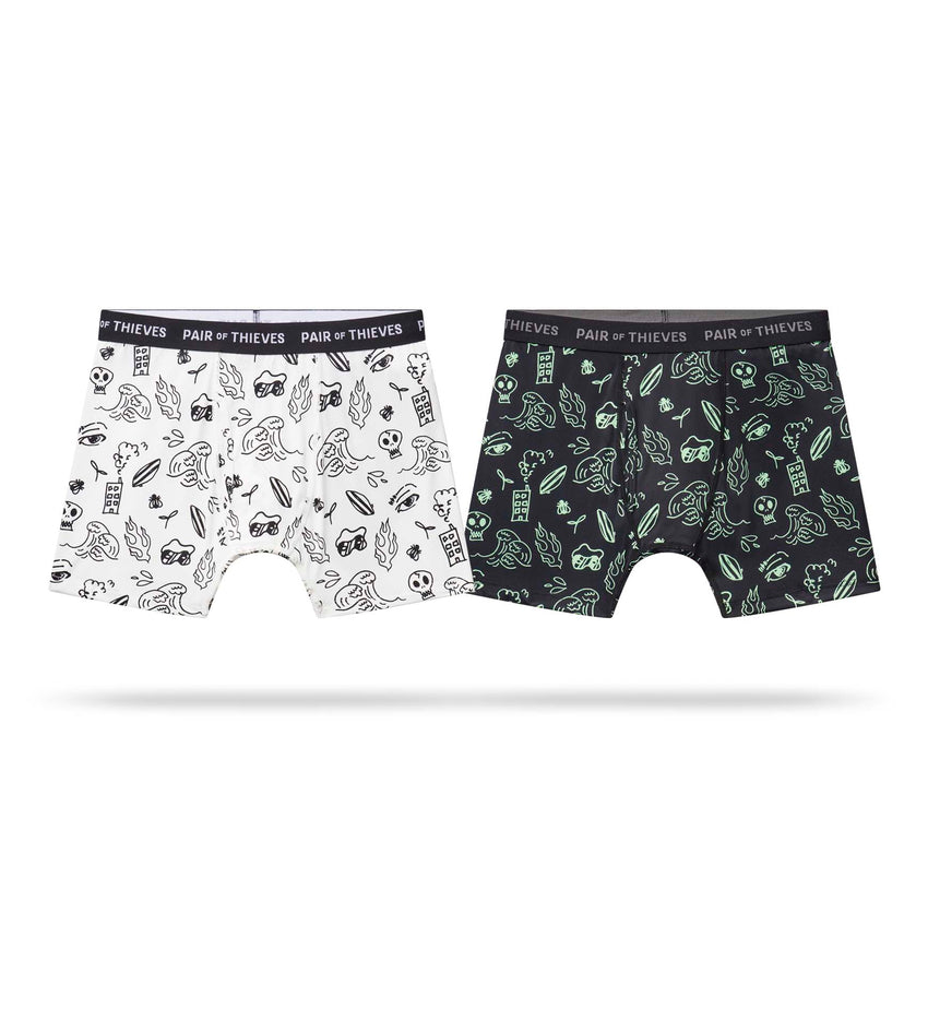 Pair of Thieves Men's 2pk Super Soft Abstract Scribble Boxer Briefs - L