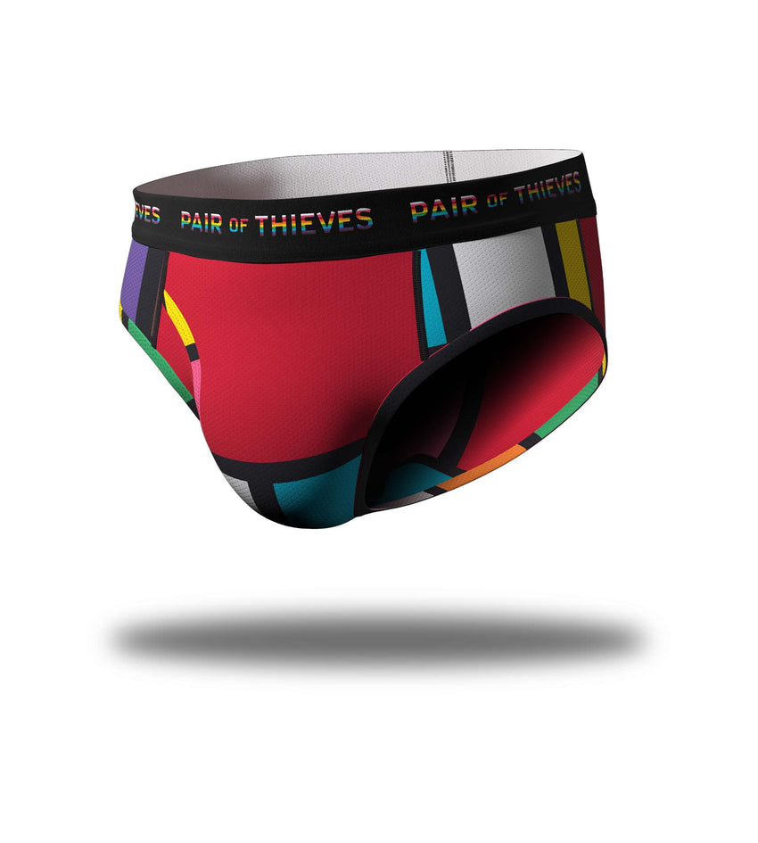 Pair Of Thieves Men's Rainbow Abstract Print Super Fit Briefs -  Red/blue/green Xxl : Target