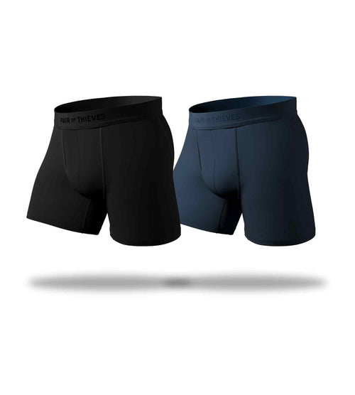 Hustle Boxer Brief 2 Pack containing the colors White, Dark slate gray, Black, Midnight blue, Midnight blue, Dark Gray, Black, Black, Dark slate gray, Midnight blue