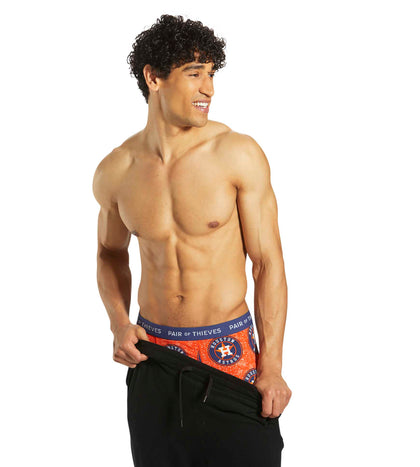 MLB Houston Astros SuperFit Boxer Brief 2 Pack containing the colors Peru, Black, Burly wood, Dark slate gray, Chocolate, Sienna, Peru, Burly wood, Dark slate gray