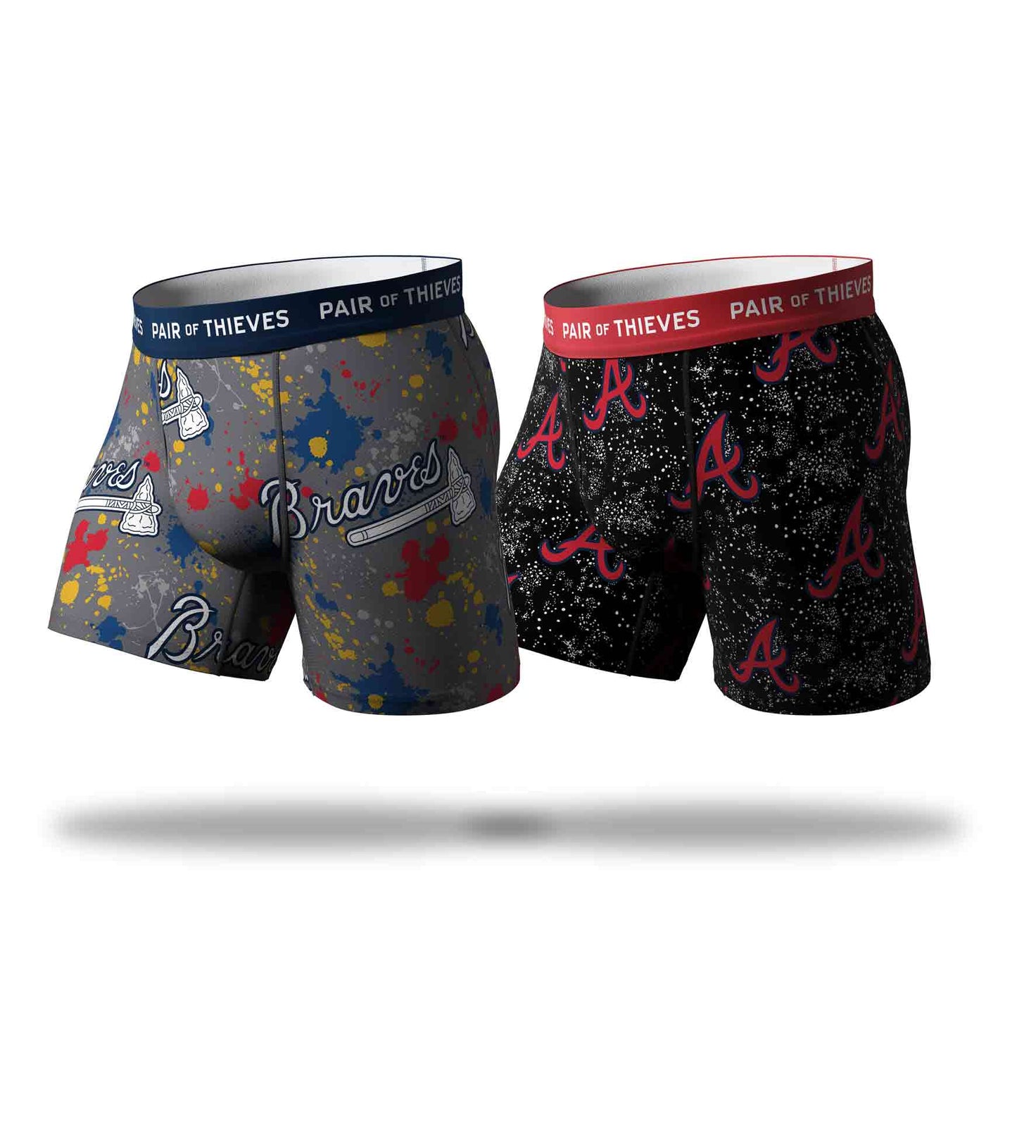 MLB Atlanta Braves SuperFit Boxer Brief 2 Pack containing the colors Black, Dark slate gray, Dark Gray, Dark slate gray, Gains boro, Brown, Maroon, Dim gray, Black