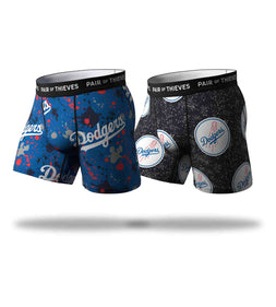 MLB Los Angeles Dodgers SuperFit Boxer Brief 2 Pack containing the colors Midnight blue, Gray, Dark Gray, Black, Indian red, Teal, Dark slate gray, Dim gray, Gains boro