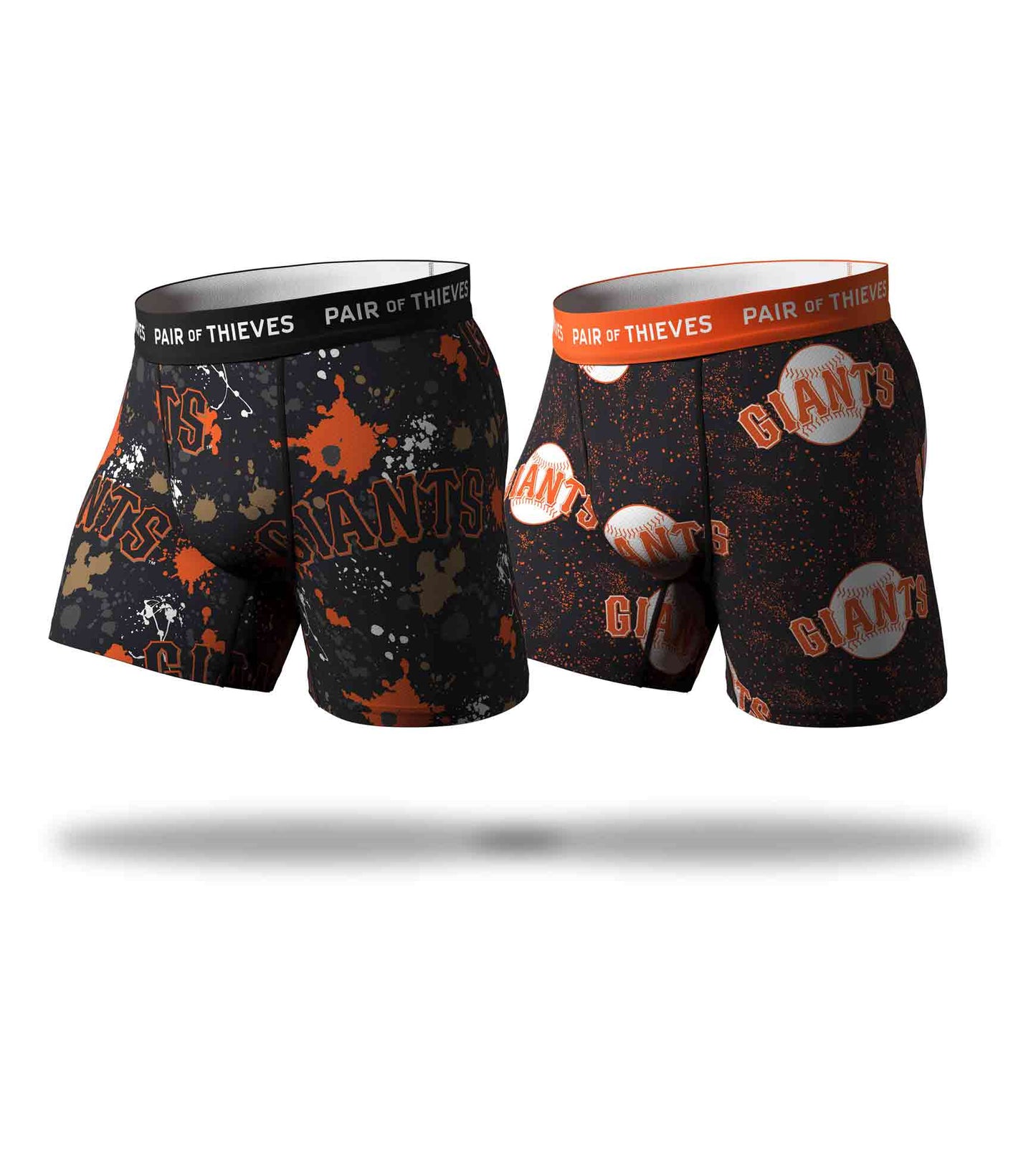 MLB San Francisco Giants SuperFit Boxer Brief 2 Pack containing the colors Saddle brown, Sienna, Silver, Dark olive green, Black, Tomato, Gains boro, Dark slate gray, Gray