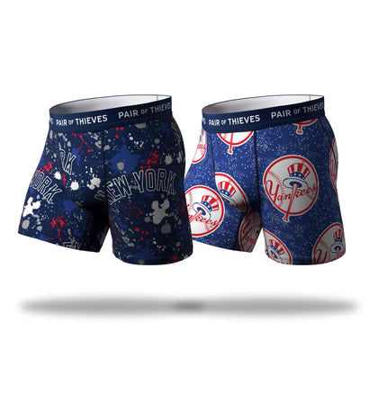 MLB New York Yankees SuperFit Boxer Brief 2 Pack containing the colors Midnight blue, Silver, Black, Lights late gray, Gains boro, Fire brick, Dim gray, Maroon, Dark slate blue