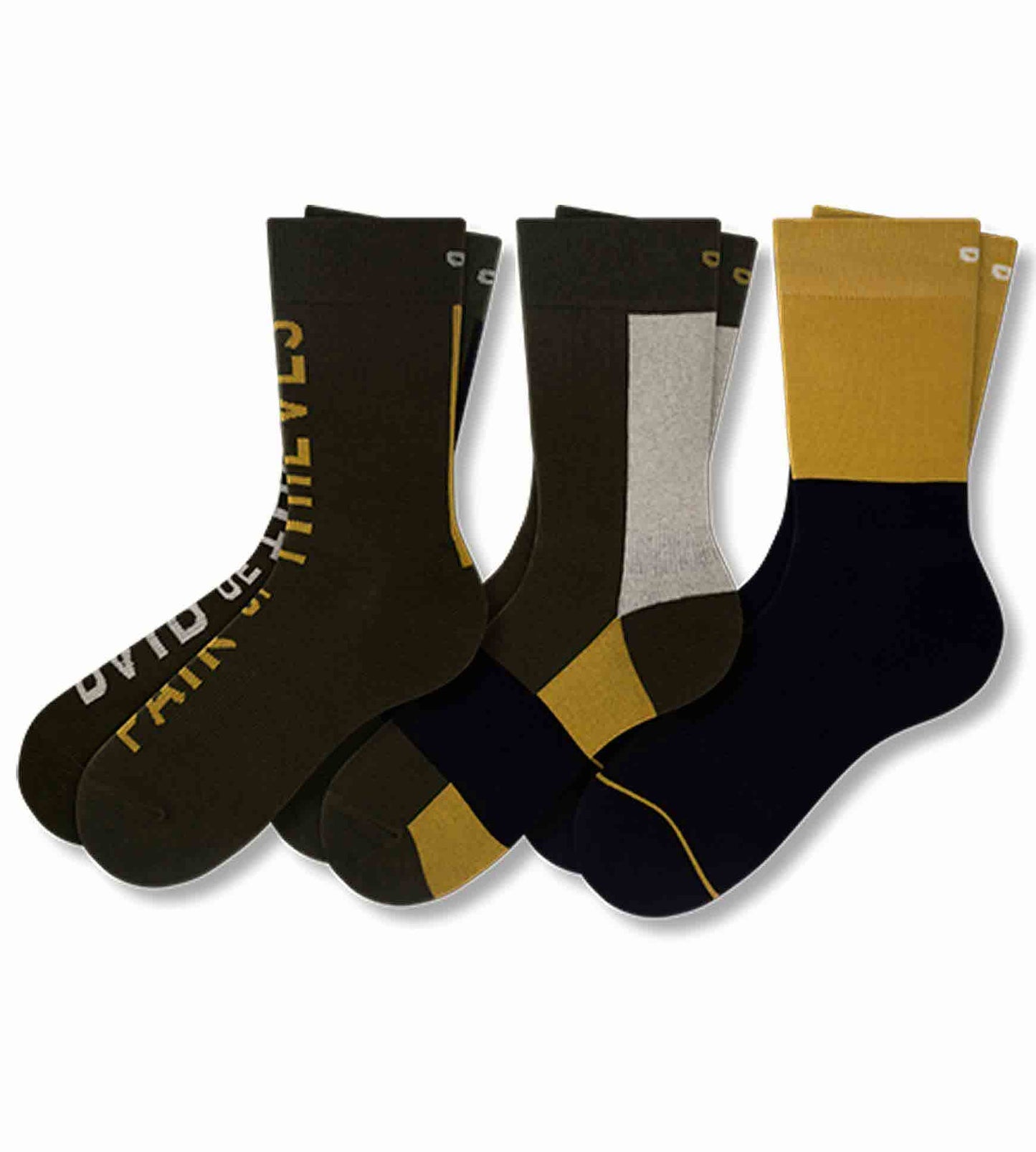Crew Socks 3 Pack colors contain: Black, Snow, Dark goldenrod, Silver, Black, Dark Gray, Dark slate gray, Gains boro, Gray, Sienna