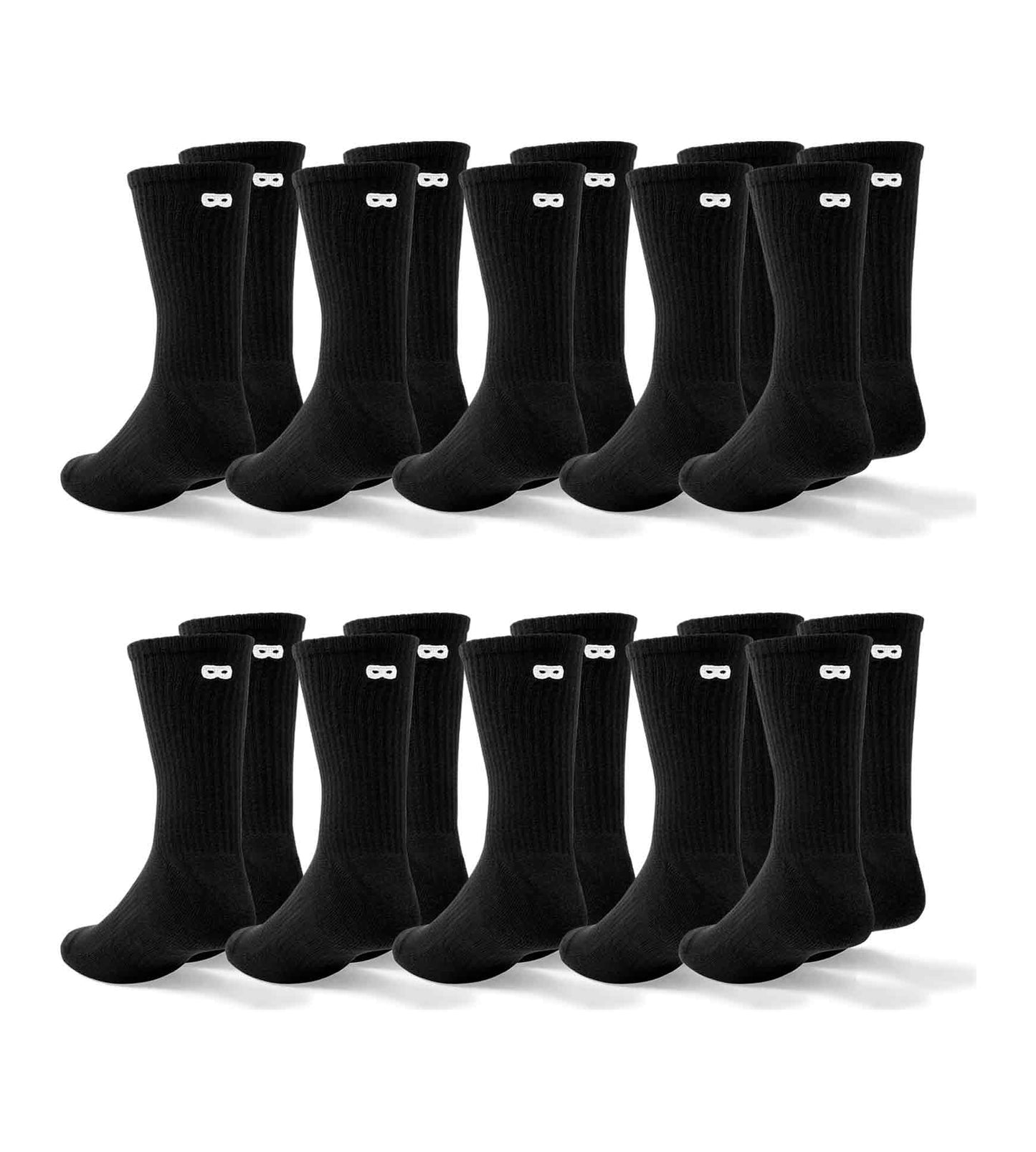 Cushion Crew Socks 10 Pack colors contain: Black, Dark Gray, Dark slate gray, Gains boro, Black, Dim gray, Silver, Dark slate gray, Black