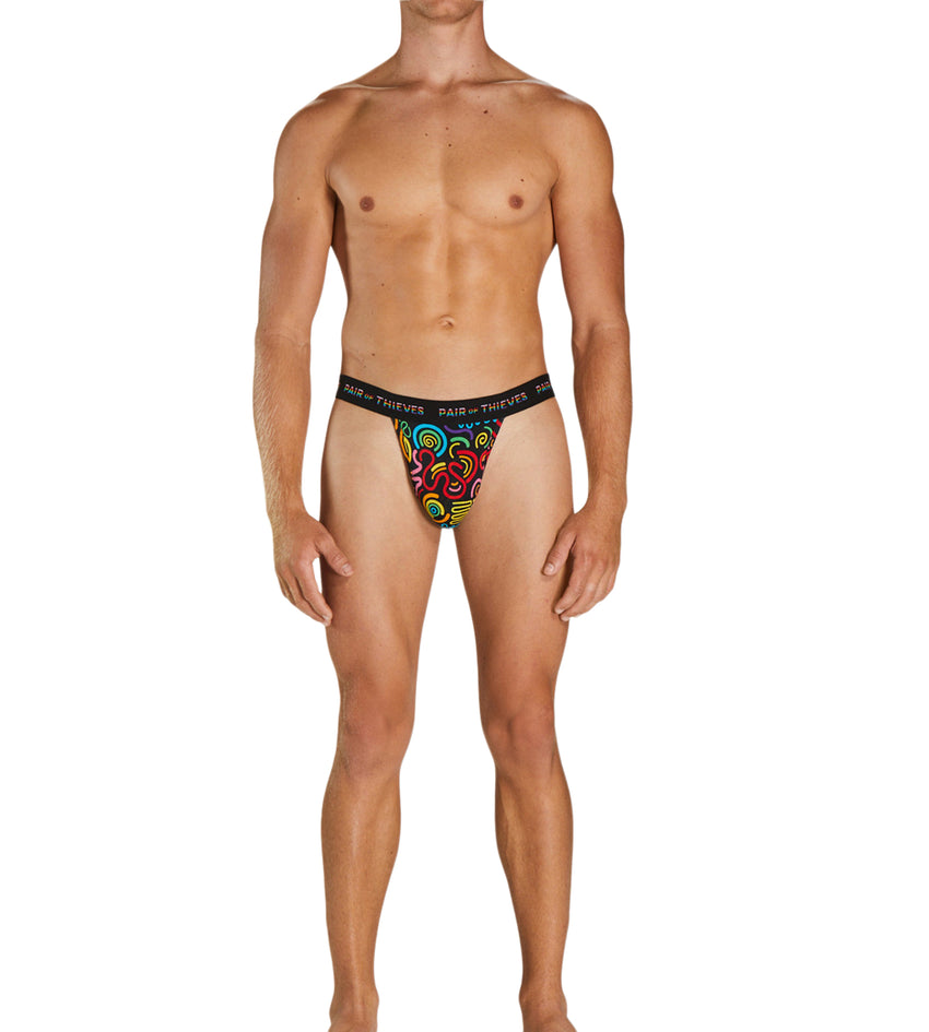 Pair of Thieves Men's Rainbow Abstract PrintSuper Fit Jockstrap Size Small