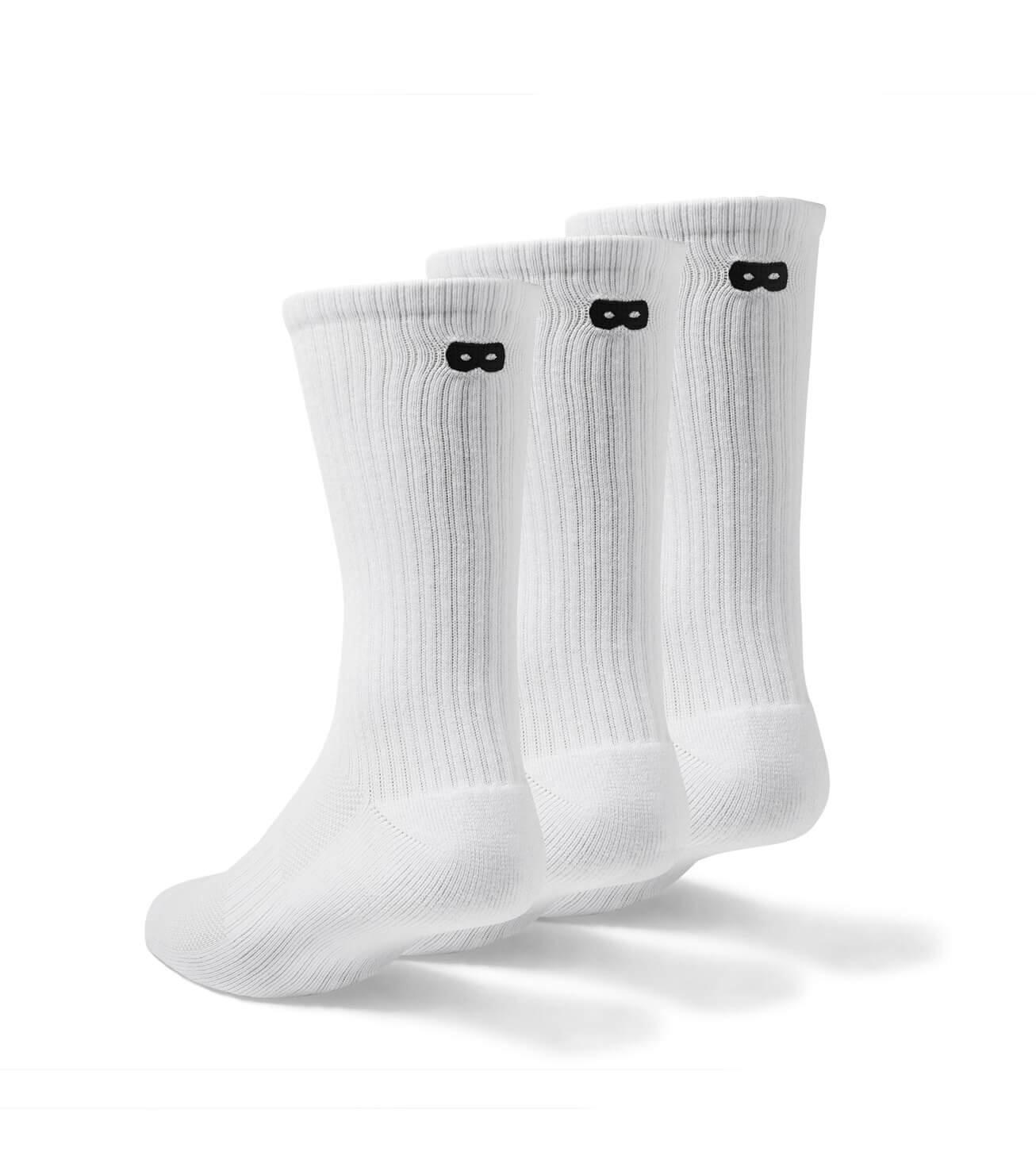 Ribbed Crew Socks 3 Pack Whte