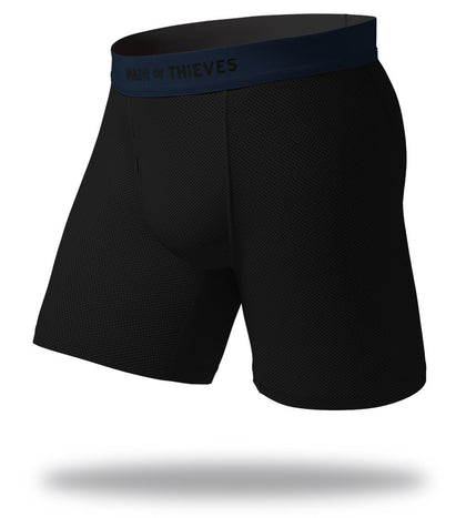 The Solid Black Navy SuperFit Long Boxer Briefs Front