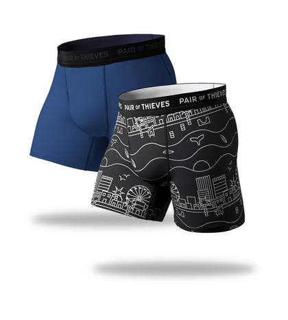 SuperFit Boxer Briefs 2 Pack, black white and blue