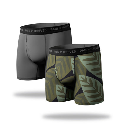 supersoft boxer brief 2 pack, green leaf boxer brief, gray boxer brief
