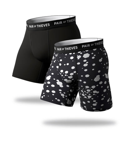 superfit long boxer brief 2 pack, white dots on black long boxer briefs, black long boxer briefs