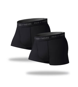 SuperFit Trunks 2 Pack, black with grey logo on black waistband