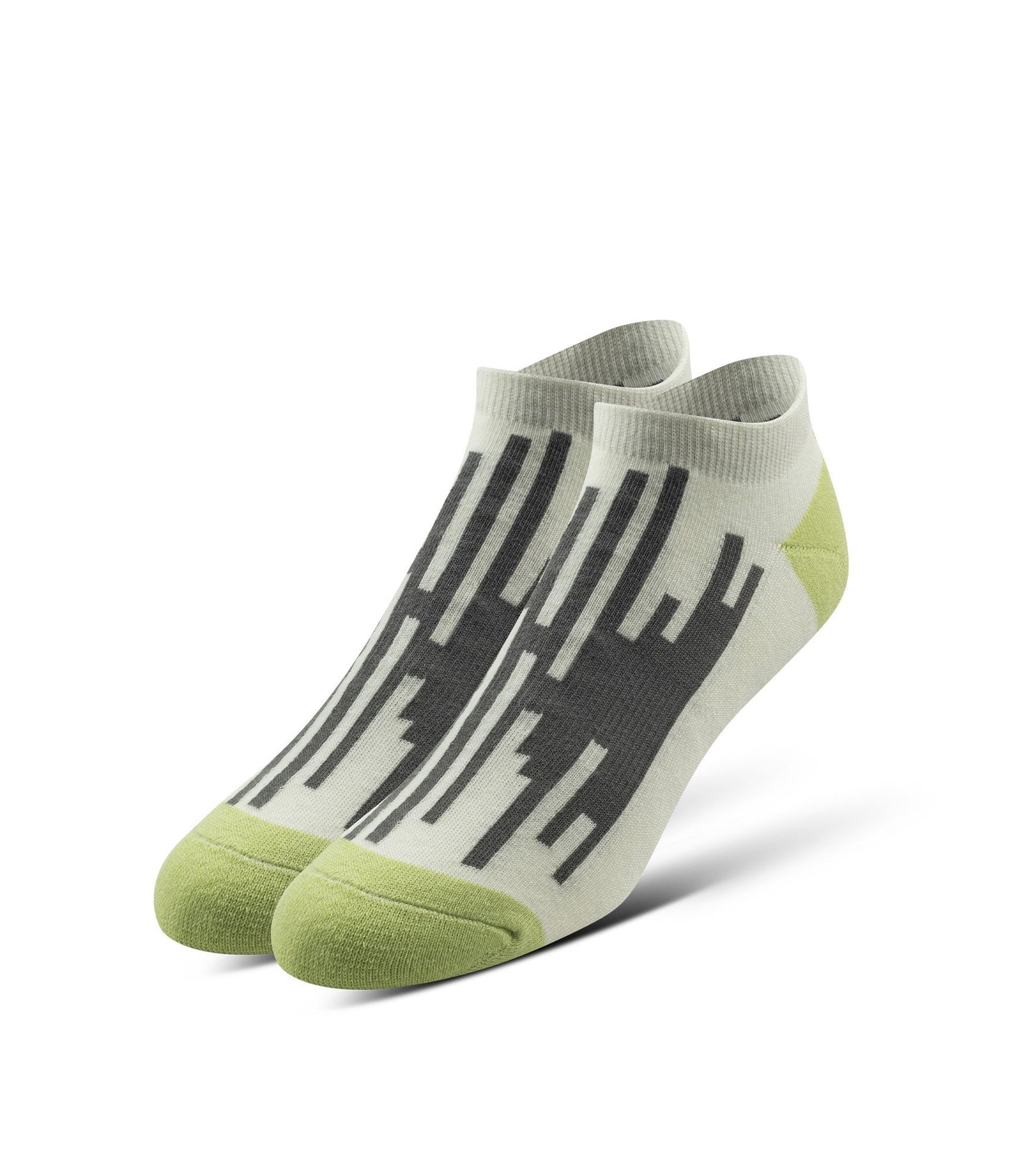 Cushion Low-Cut Socks 3 Pack, grey rectangles on cream