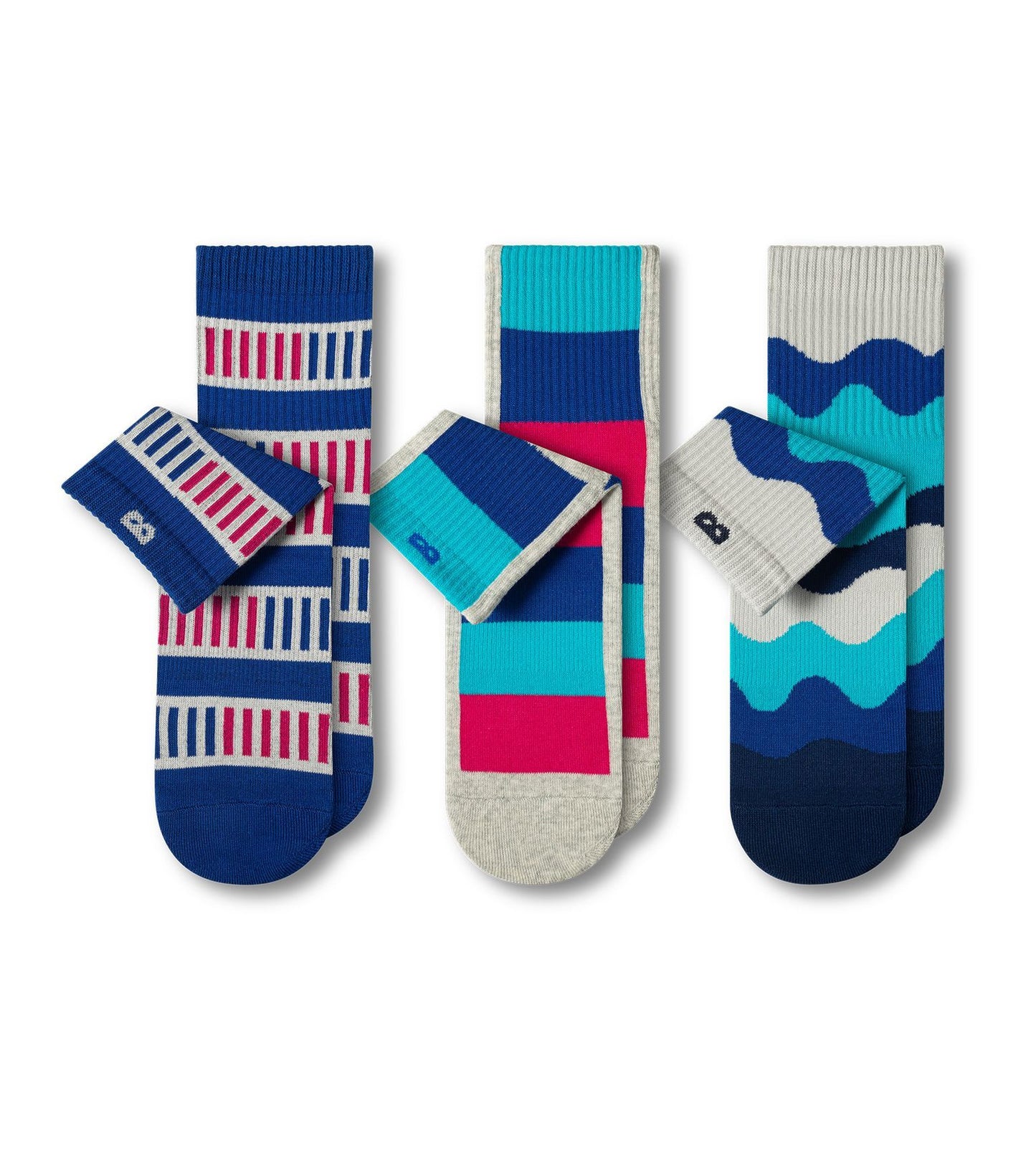 Blue and turquoise cushion ankle socks with pattern